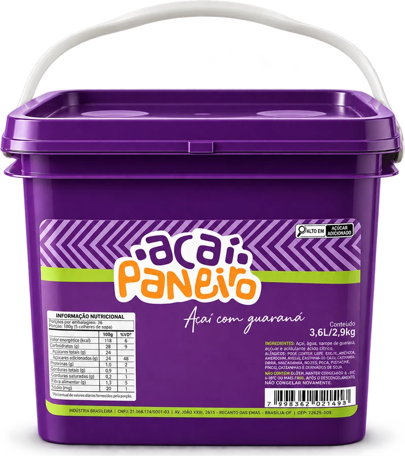 Balde de açaí 3,6 litros com guaraná